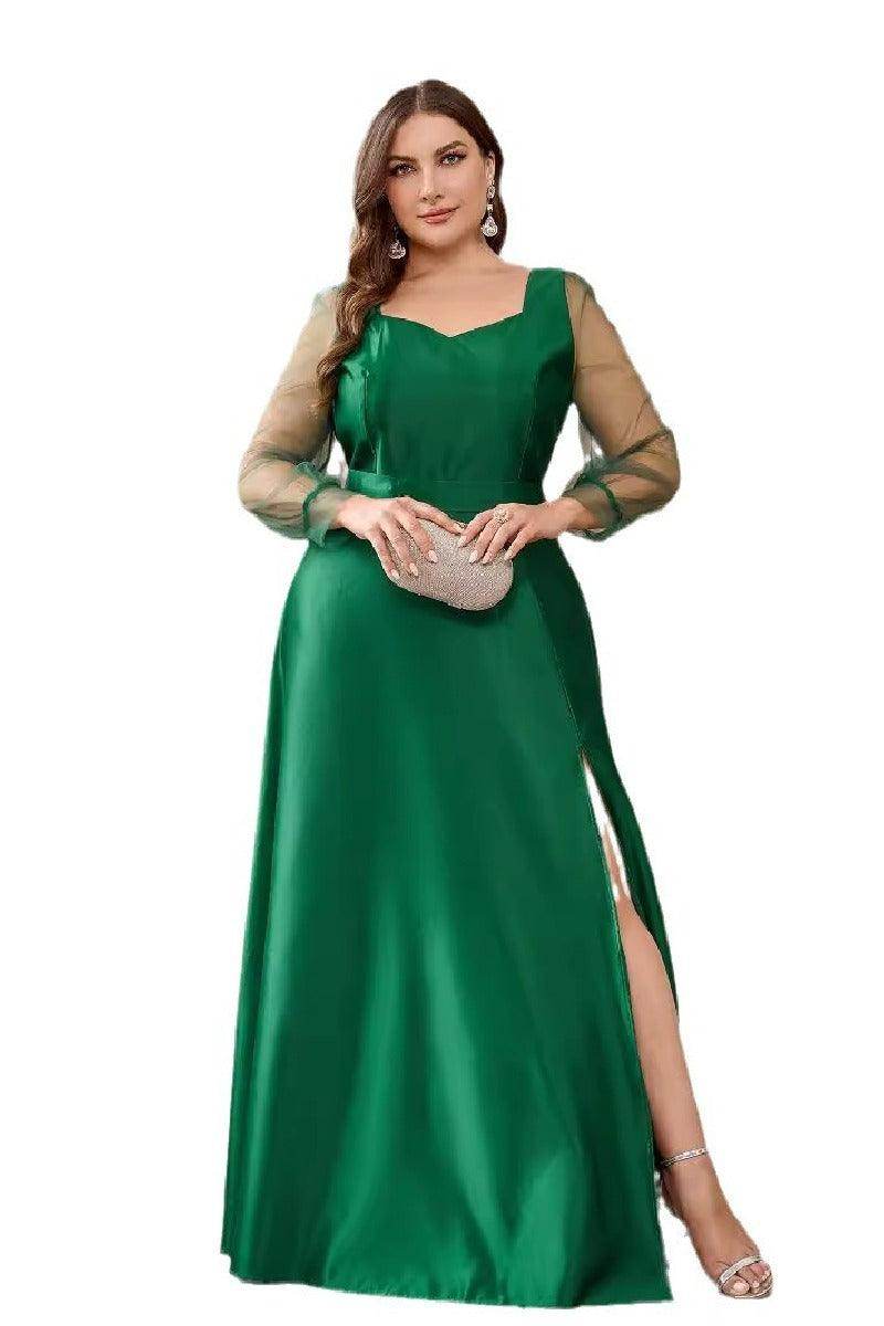 A-Line Floor Length Satin dress 829286840562 - COCOMELODY